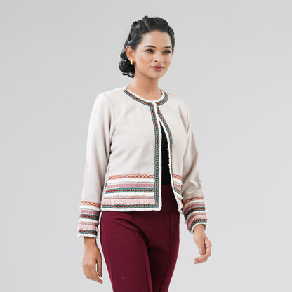 Women Beige Ethnic Jacket