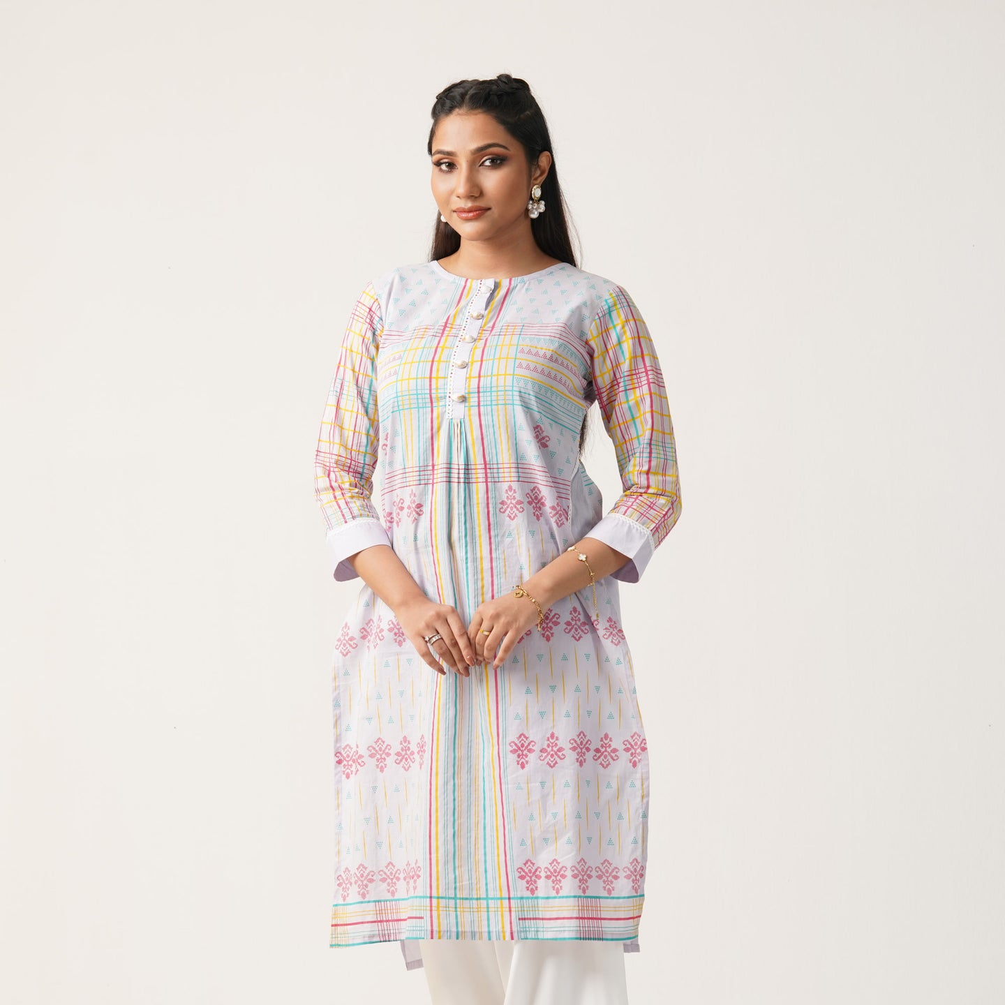 ETHNIC AVERAGE KURTI-VIOLET