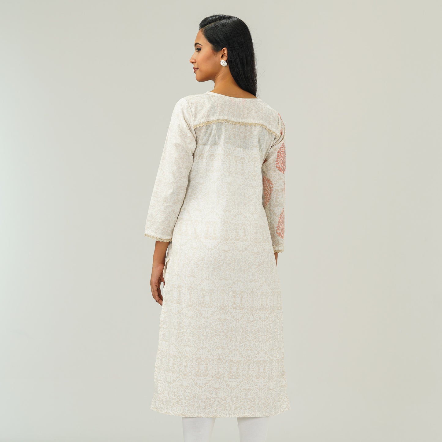 Womens White Cotton Kurti