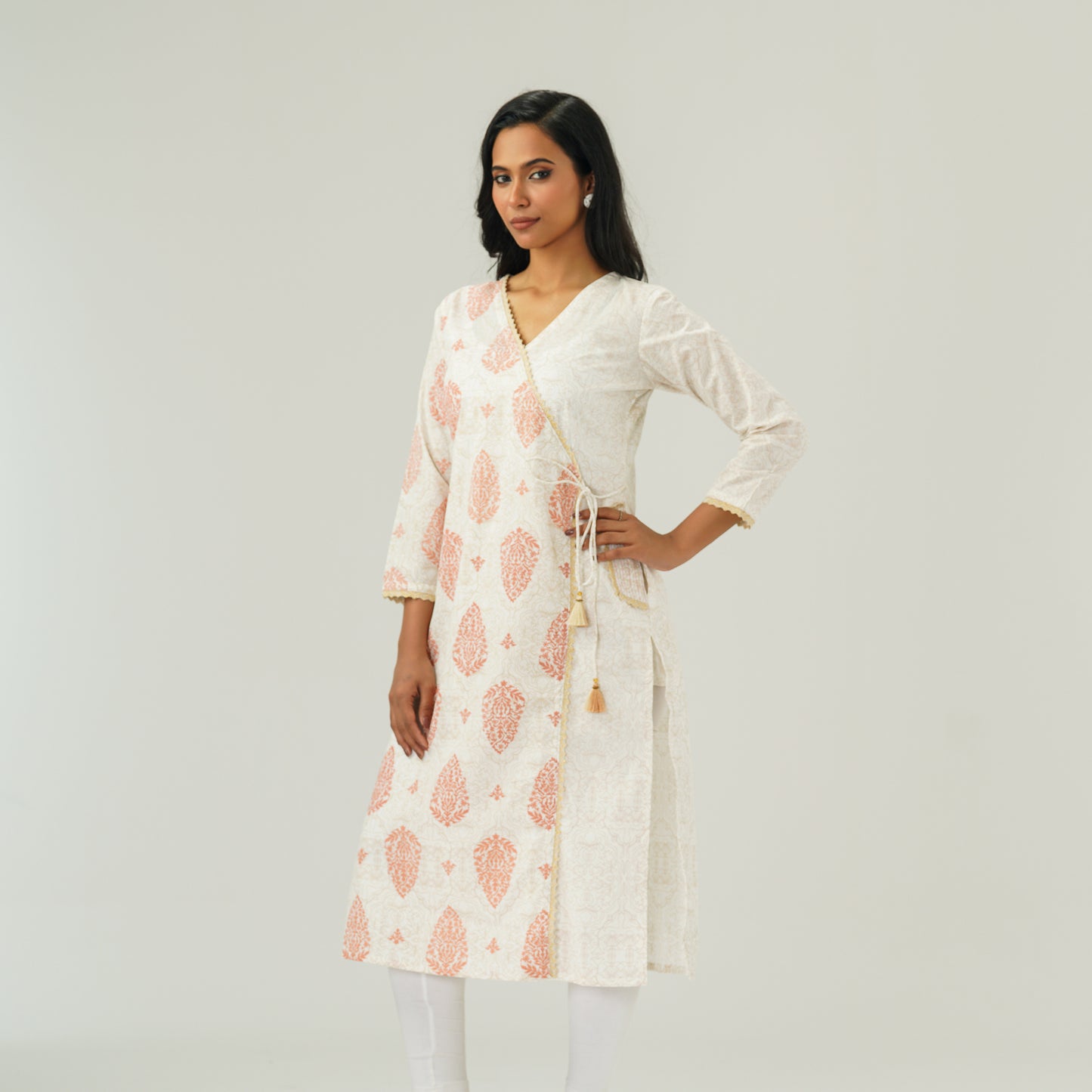 Womens White Cotton Kurti