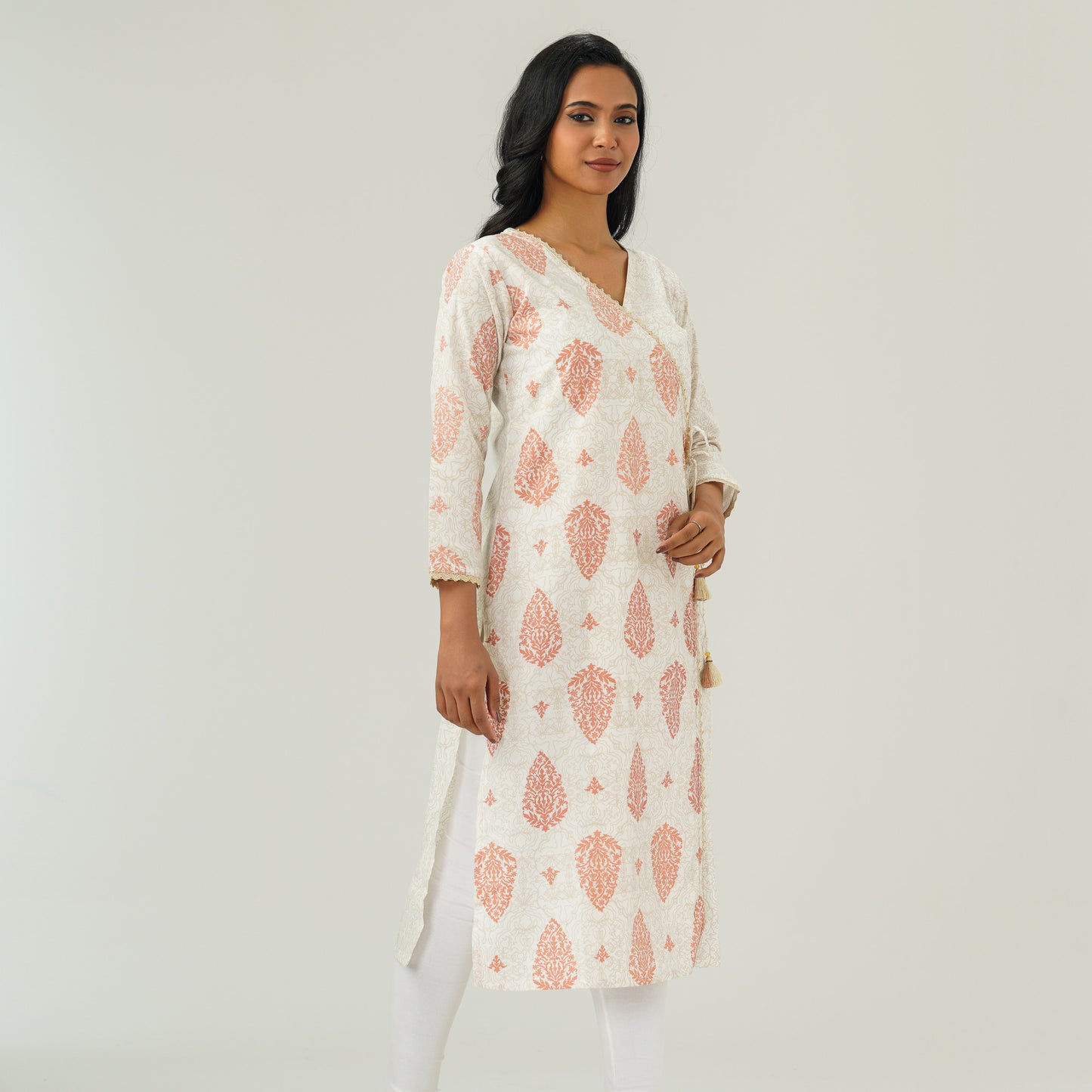 Womens White Cotton Kurti