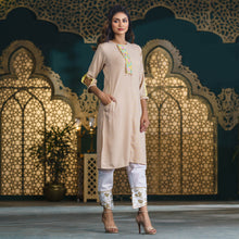 Load image into Gallery viewer, Women’s Biscuit-Color Georgette Kurti
