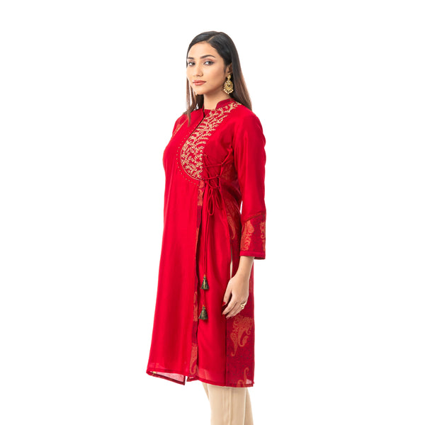 Women Red Two-Tone Kurti