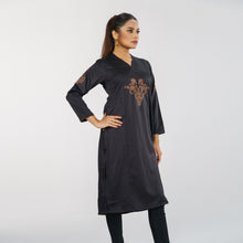 Load image into Gallery viewer, Women&#39;s Black Embroidered High Range Kurti
