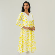 Load image into Gallery viewer, Womens White &amp; Yellow Kurti
