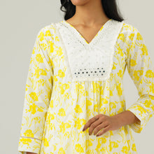 Load image into Gallery viewer, Womens White &amp; Yellow Kurti
