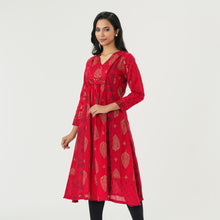 Load image into Gallery viewer, Womens Red Ethnic Kurti
