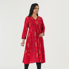 Load image into Gallery viewer, Womens Red Ethnic Kurti
