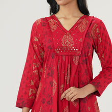 Load image into Gallery viewer, Womens Red Ethnic Kurti
