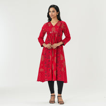 Load image into Gallery viewer, Womens Red Ethnic Kurti
