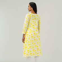 Load image into Gallery viewer, Womens White &amp; Yellow Kurti
