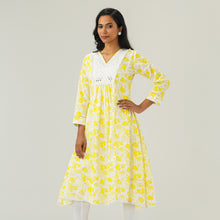 Load image into Gallery viewer, Womens White &amp; Yellow Kurti
