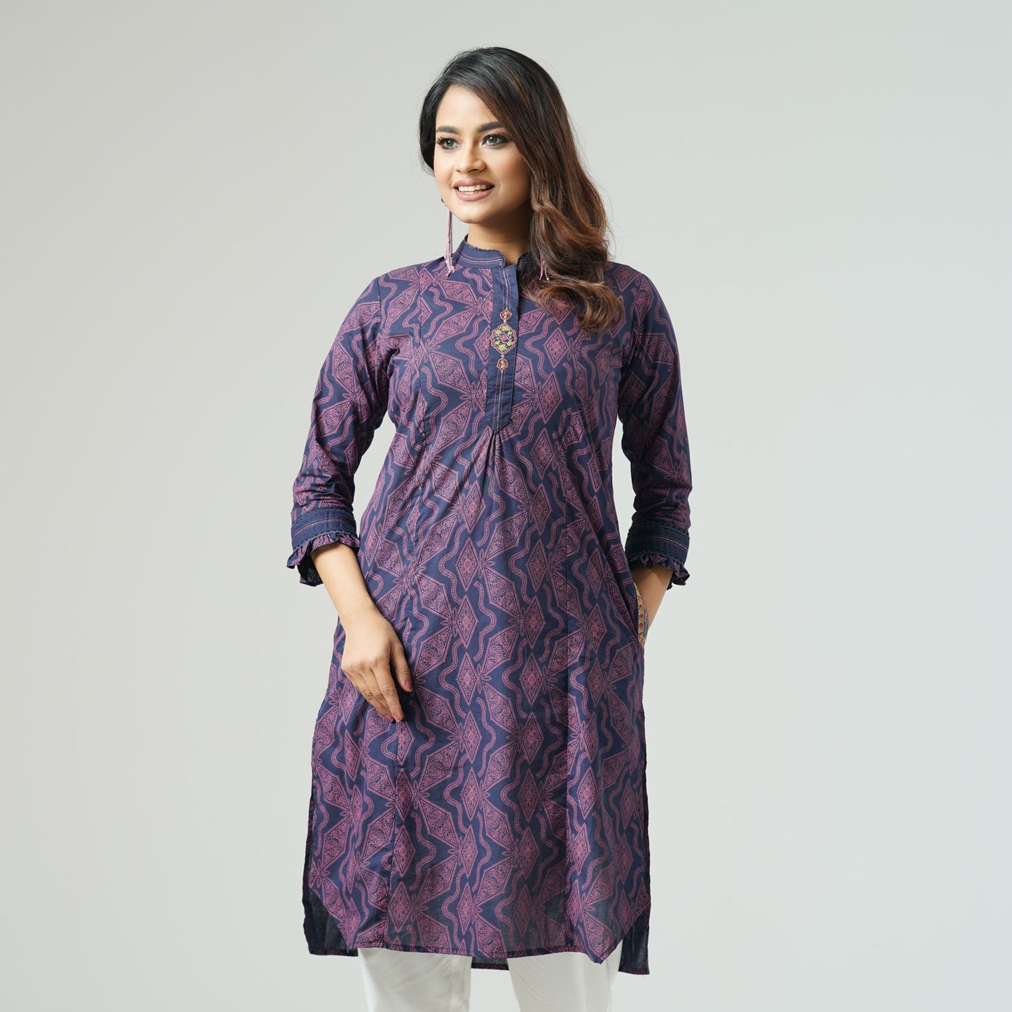 Womens Navy Ethnic Tunic