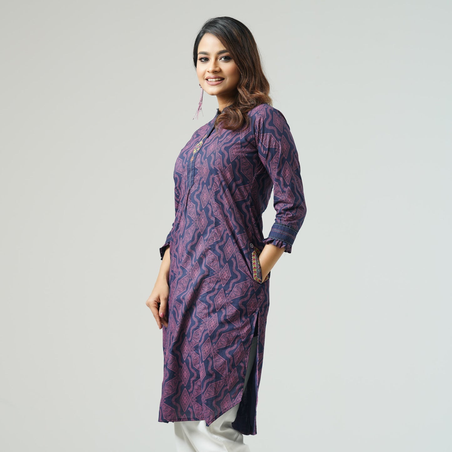 Womens Navy Ethnic Tunic