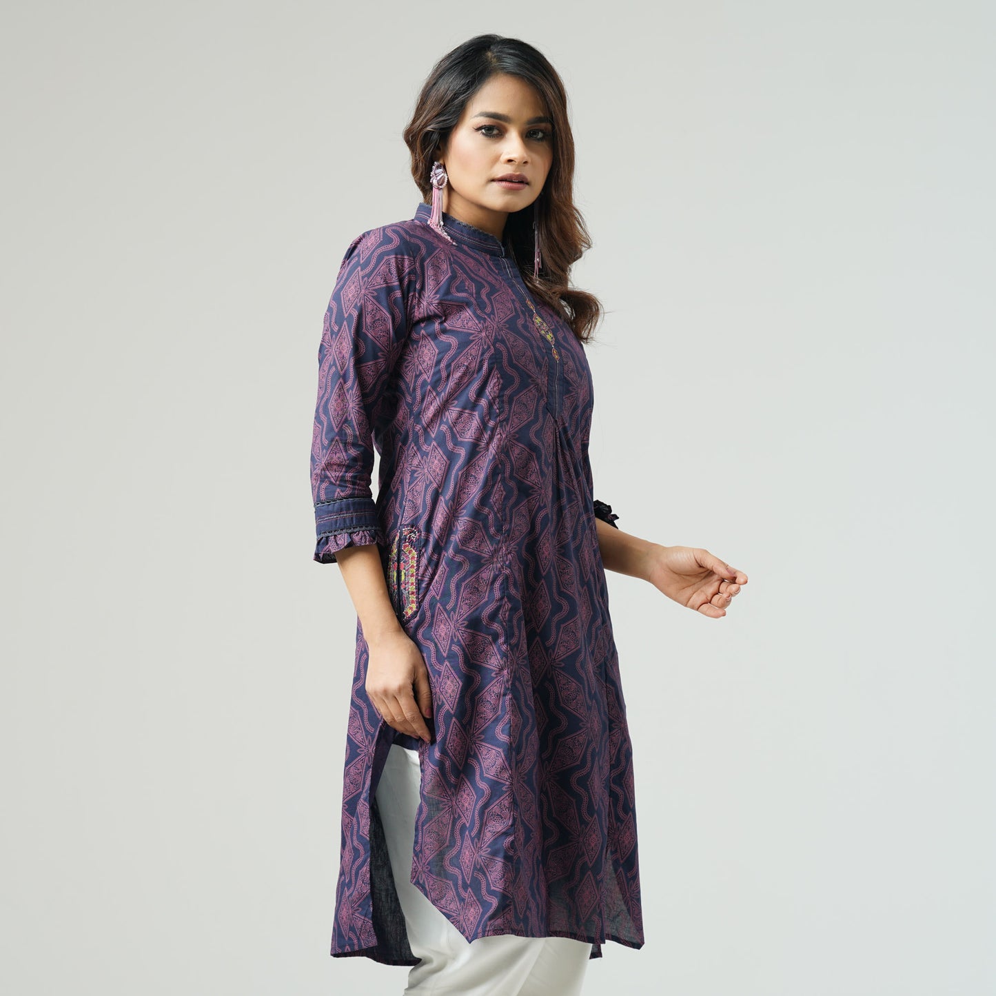 Womens Navy Ethnic Tunic