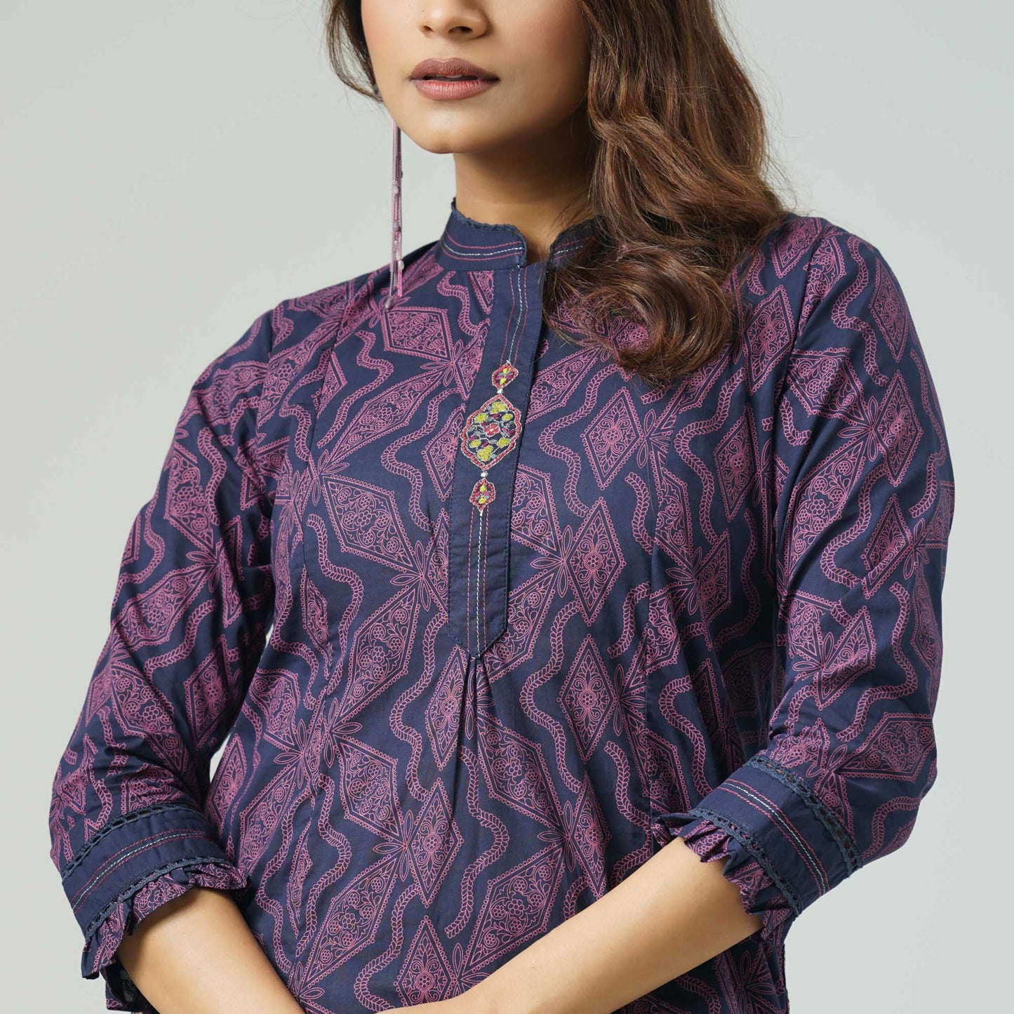 Womens Navy Ethnic Tunic