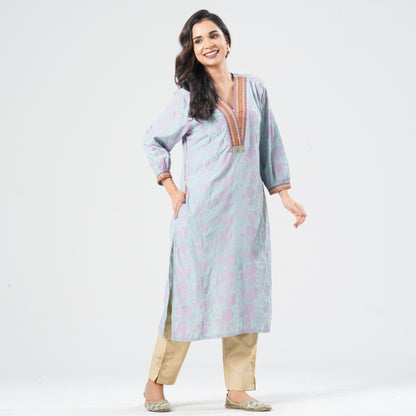 Women’s Shimmer Cotton Embroidered Kurti