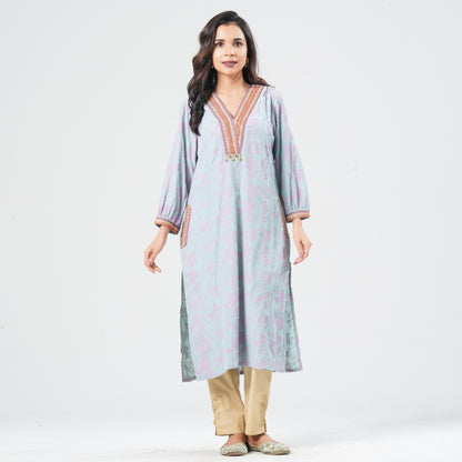 Women’s Shimmer Cotton Embroidered Kurti