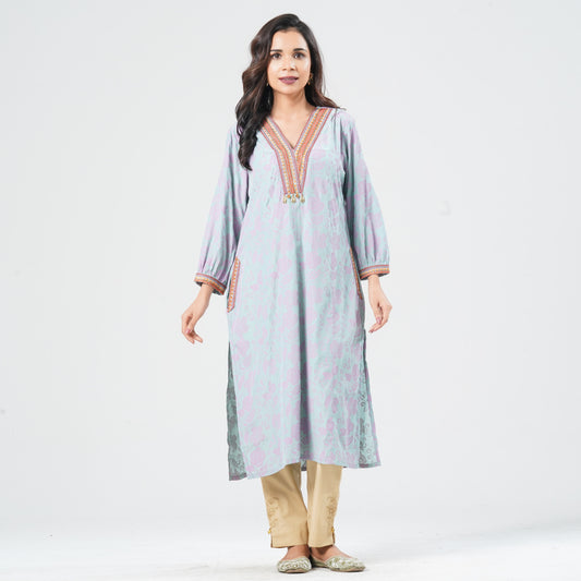 Women’s Shimmer Cotton Embroidered Kurti