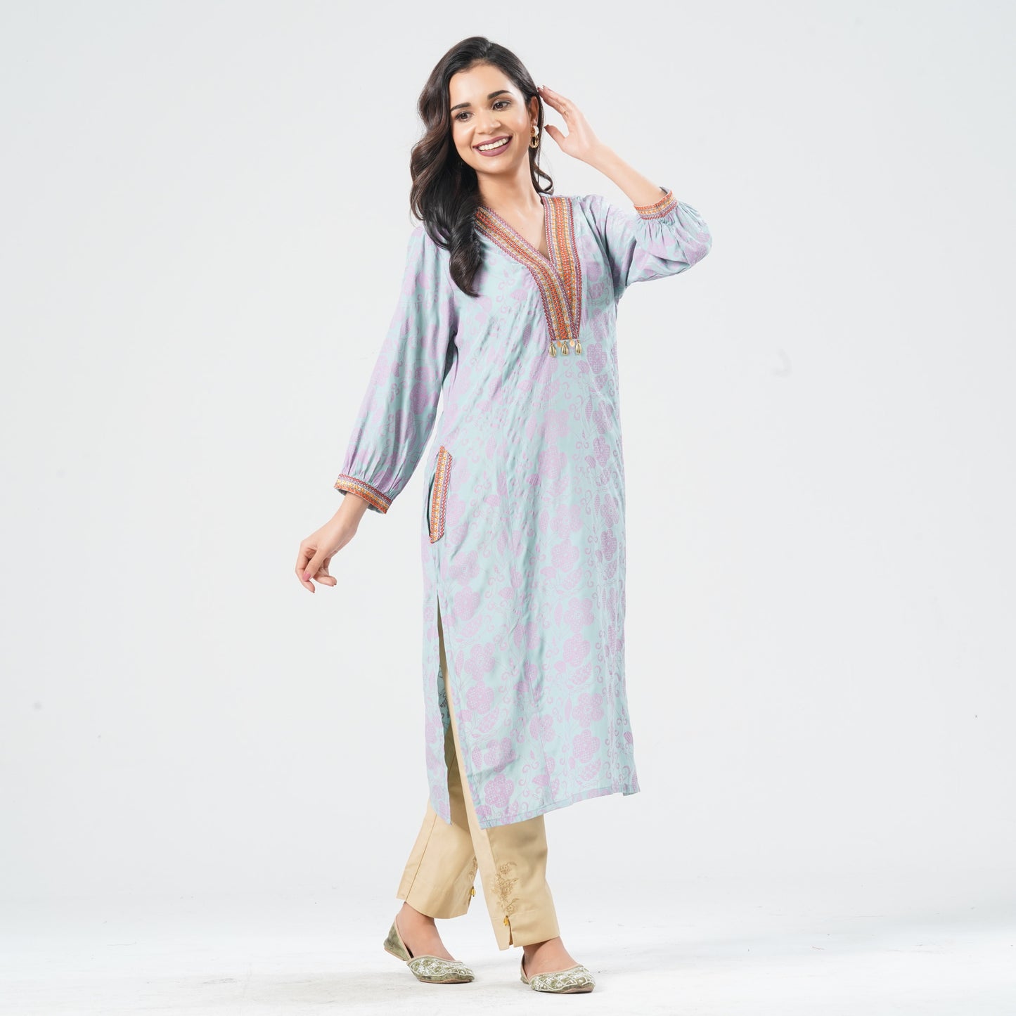 Women’s Shimmer Cotton Embroidered Kurti