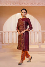 Load image into Gallery viewer, Women Marron Printed Silk Kurti
