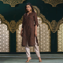 Load image into Gallery viewer, ETHNIC FUSION KURTI-BROWN
