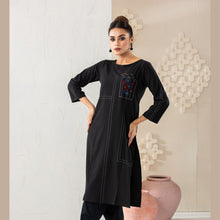 Load image into Gallery viewer, Womens Black Silk Fusion Kurti
