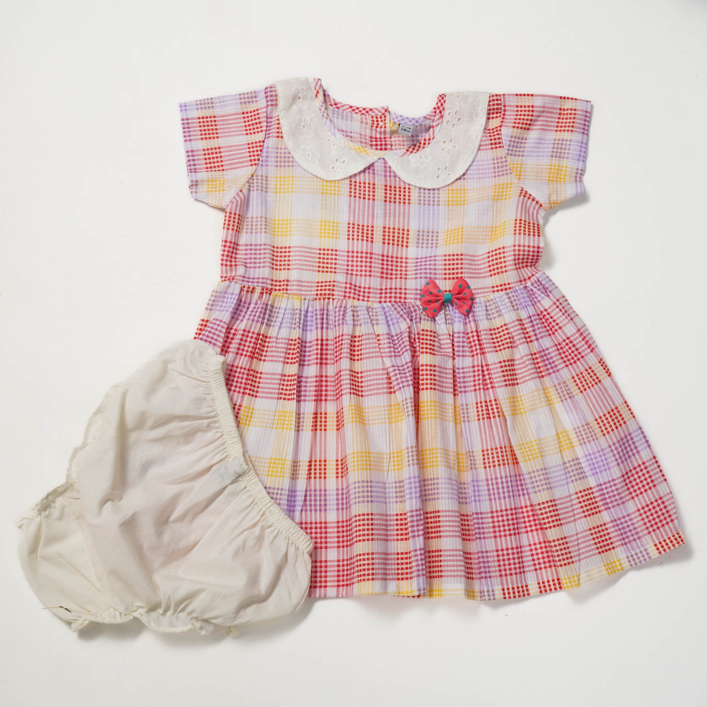 Girls Multi Check Frock Set