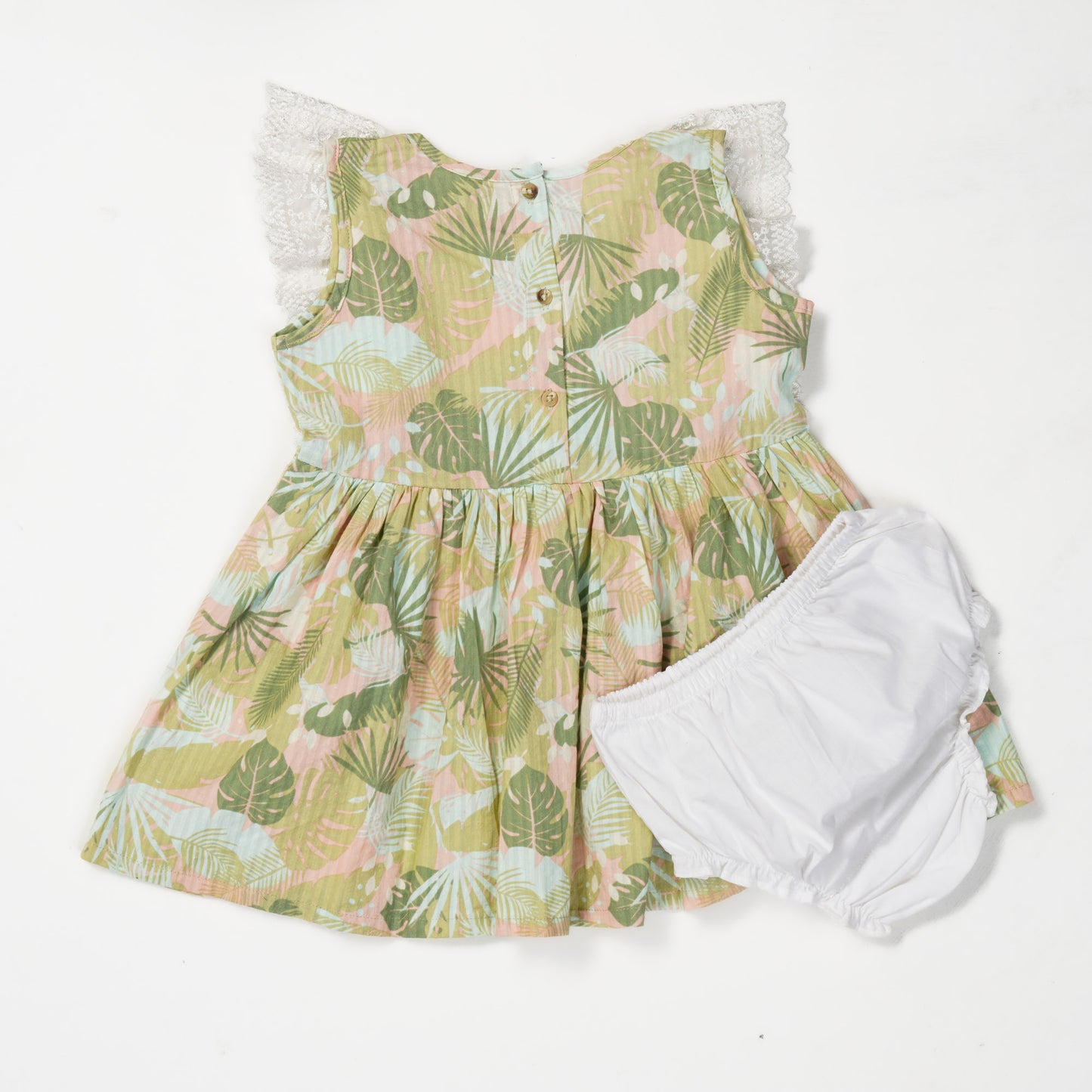 Girls Vintage Leaves Frock Set