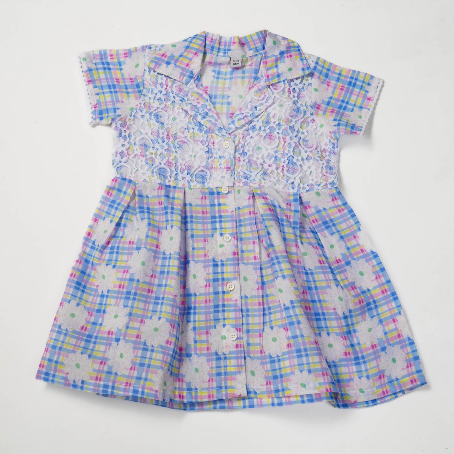 Girls Check Blue Frock Set