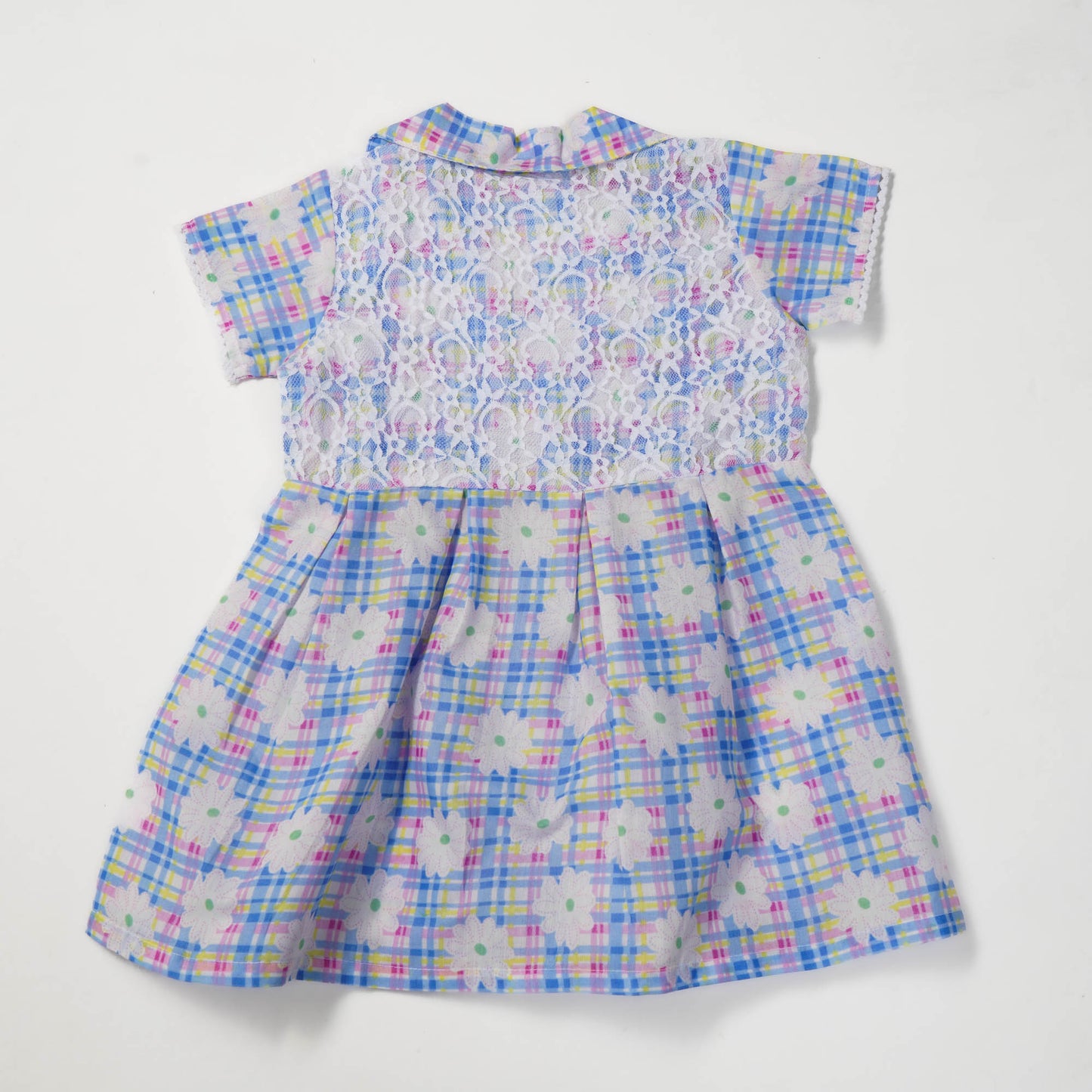 Girls Check Blue Frock Set