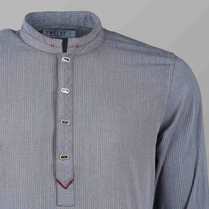 Mens Grey Strip Premium Panjabi