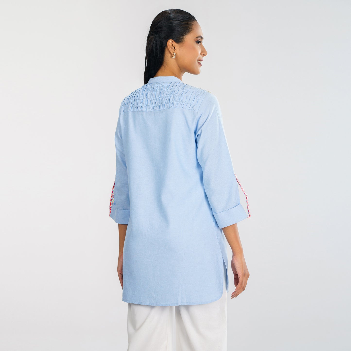 Women Light Blue Ethnic Shirt