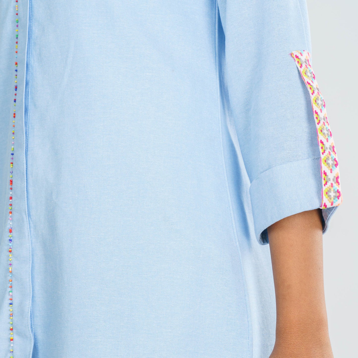 Women Light Blue Ethnic Shirt