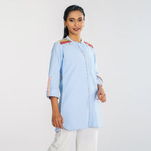 Load image into Gallery viewer, Women Light Blue Ethnic Shirt
