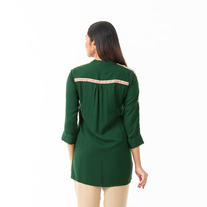 Womens Green Ethnic Top