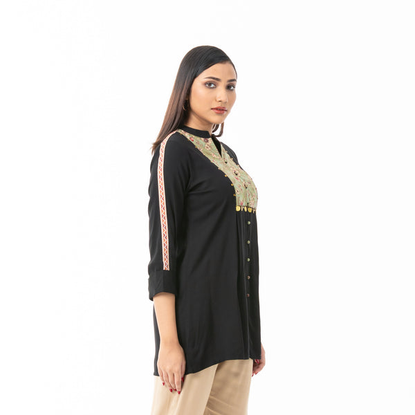 Womens Black Linen Top