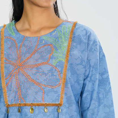 Women Blue Ethnic Top