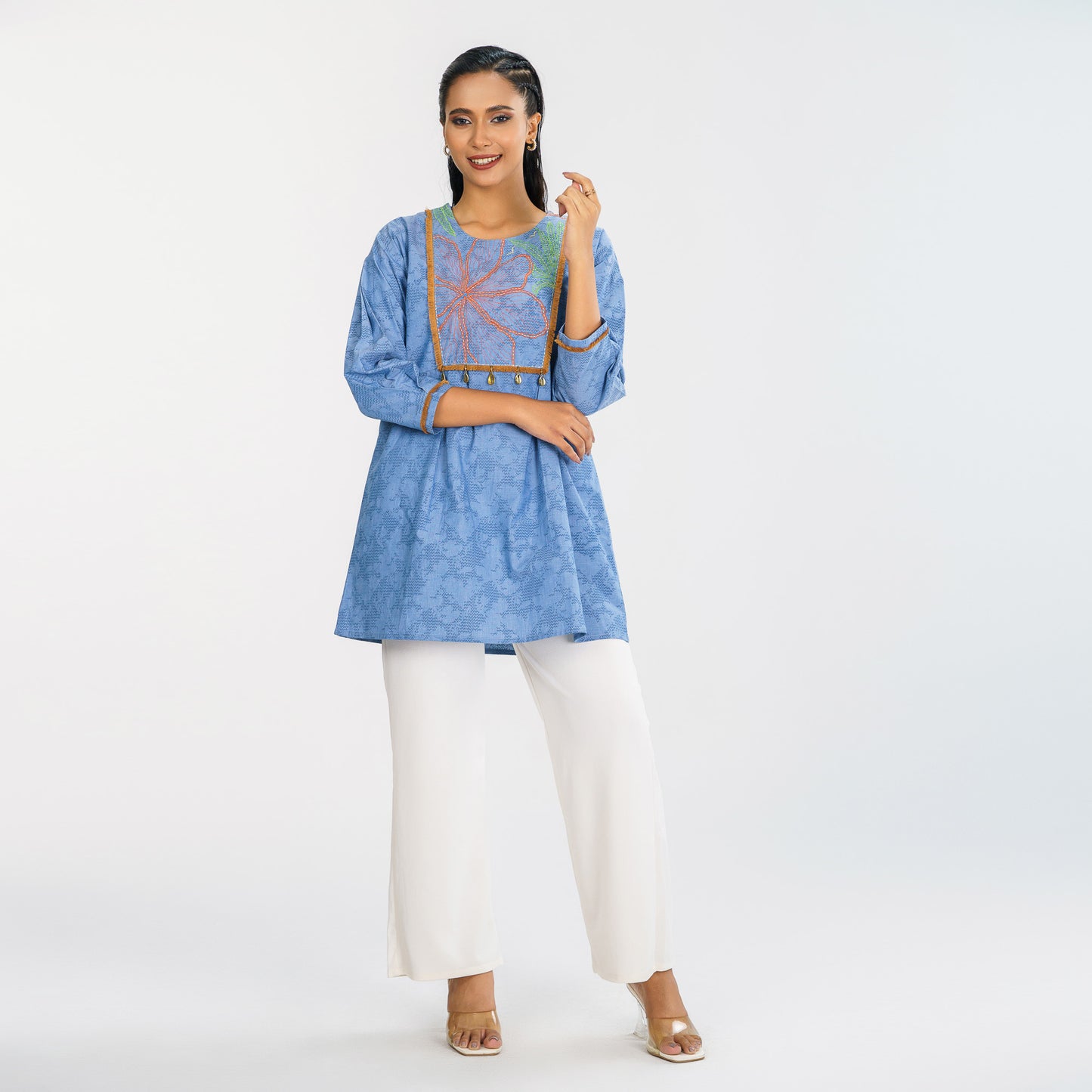 Women Blue Ethnic Top