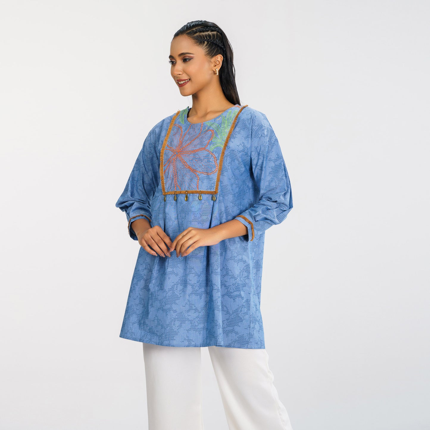 Women Blue Ethnic Top