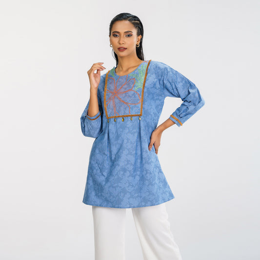 Women Blue Ethnic Top