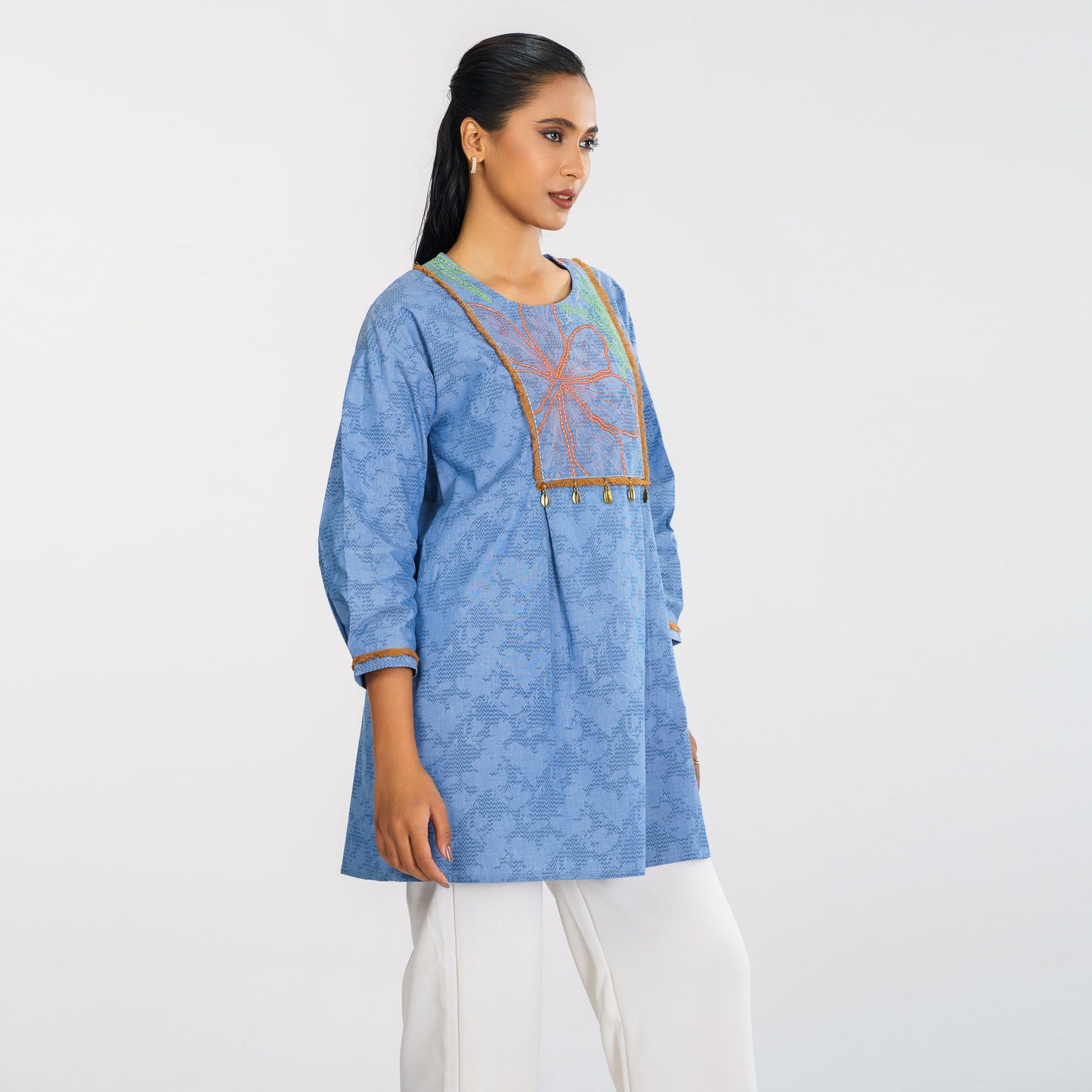 Women Blue Ethnic Top