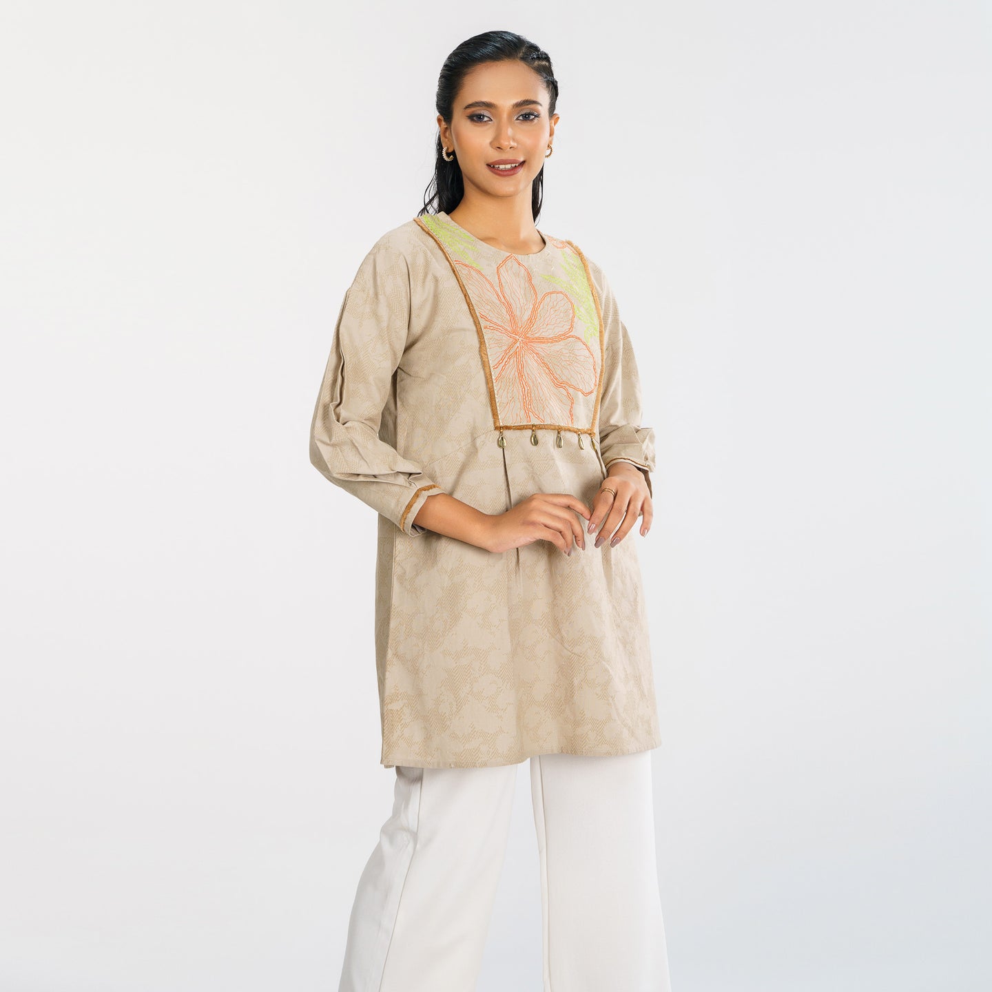 Women Beige Ethnic Top