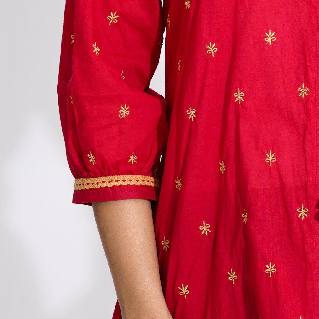 Women Red Ethnic Top