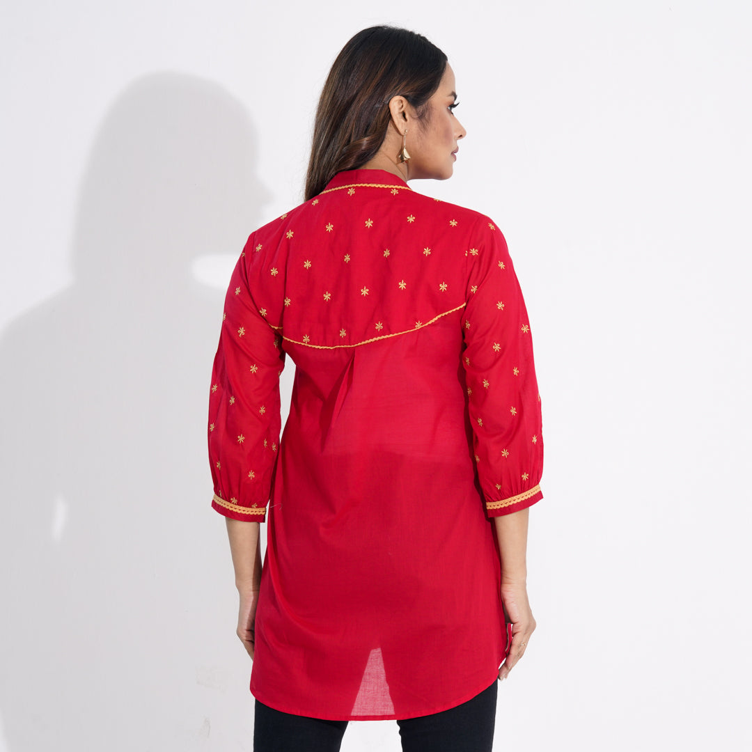 Women Red Ethnic Top