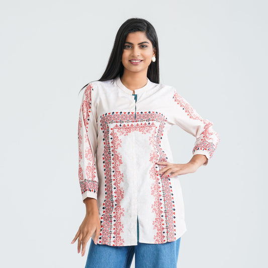 Women’s Beige Digital Printed Tunic Top
