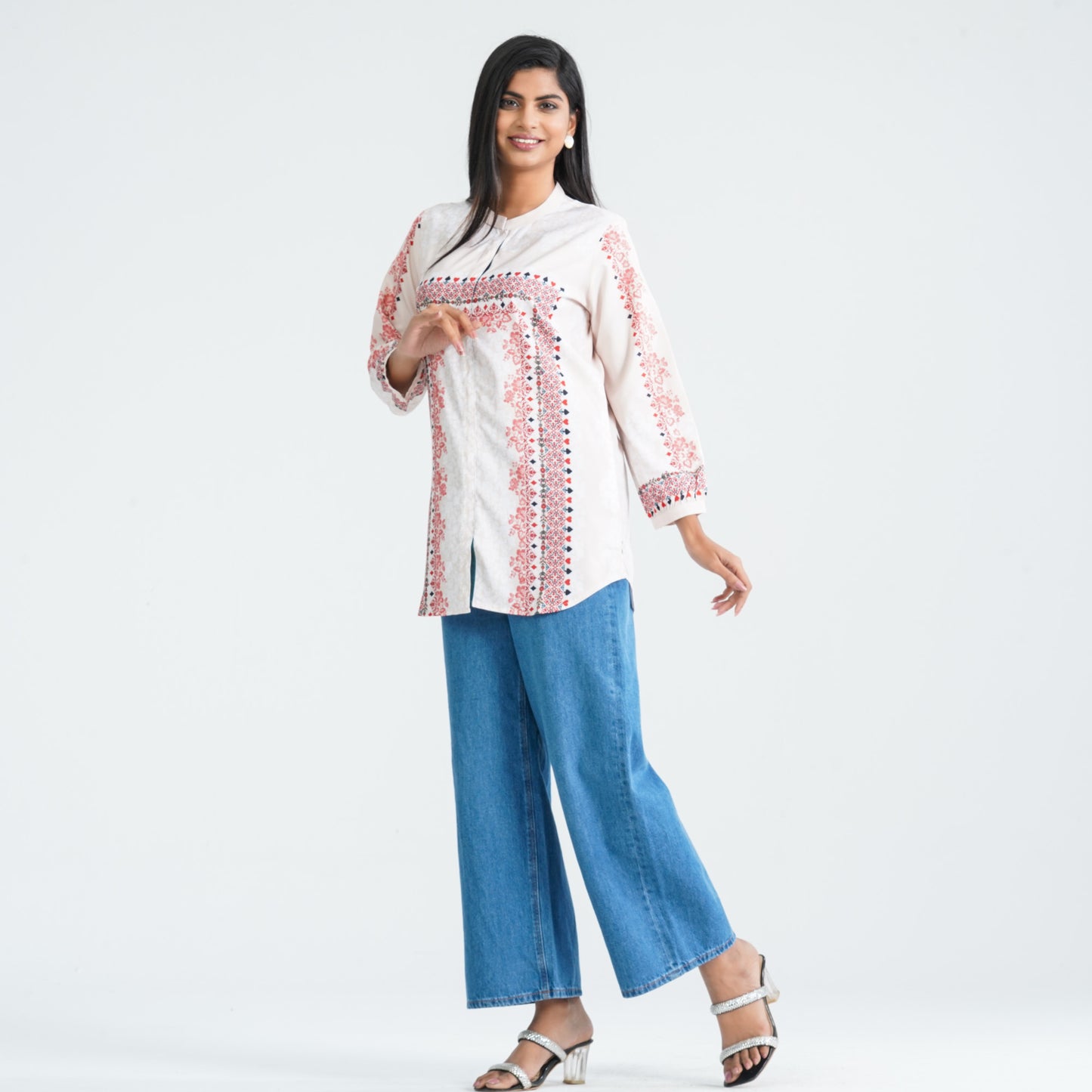 Women’s Beige Digital Printed Tunic Top