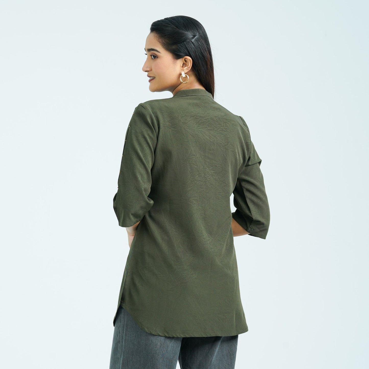 Women’s Olive Silk Top