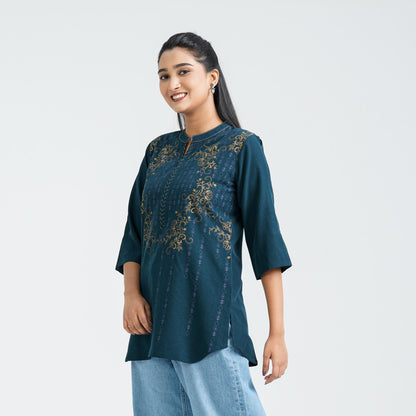 Women’s Teal Silk Top