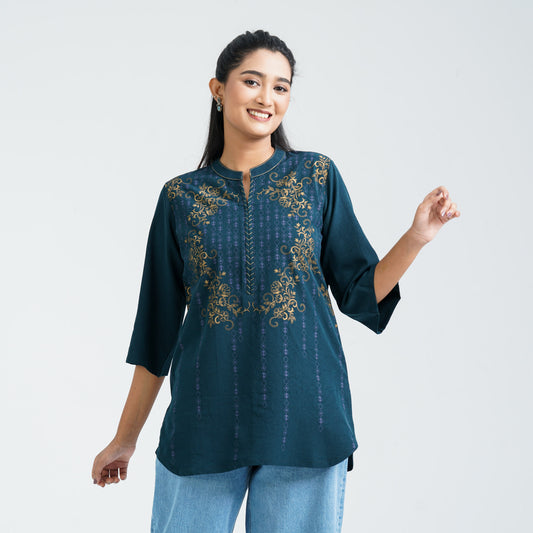 Women’s Teal Silk Top